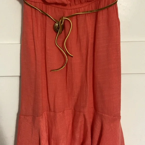 New Poetry Coral Strapless Dress w/Belt SZ MED - Picture 3 of 9
